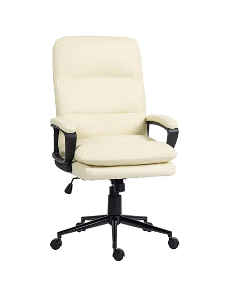 Vinsetto Office Chair, PU Leather Computer Desk Chair Office Chair with Adjustable Height and Swivel Rolling Wheels for Work Stu