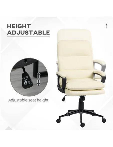 Vinsetto Office Chair, PU Leather Computer Desk Chair Office Chair with Adjustable Height and Swivel Rolling Wheels for Work Stu