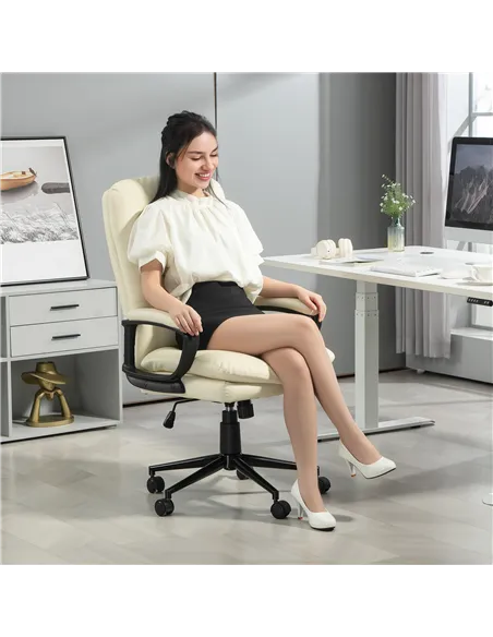 Vinsetto Office Chair, PU Leather Computer Desk Chair Office Chair with Adjustable Height and Swivel Rolling Wheels for Work Stu