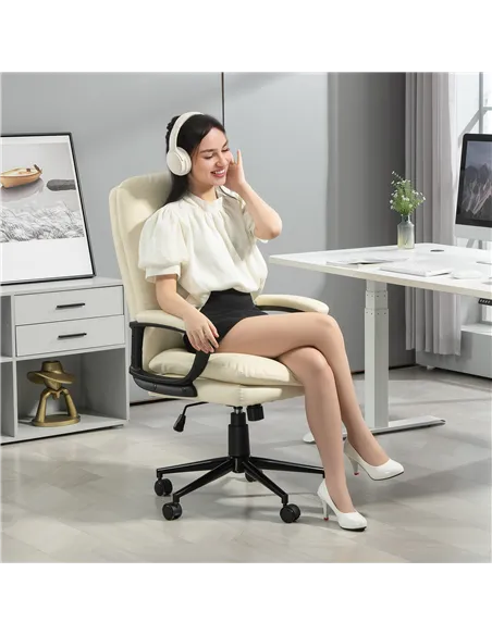 Vinsetto Office Chair, PU Leather Computer Desk Chair Office Chair with Adjustable Height and Swivel Rolling Wheels for Work Stu