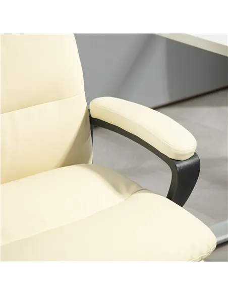 Vinsetto Office Chair, PU Leather Computer Desk Chair Office Chair with Adjustable Height and Swivel Rolling Wheels for Work Stu