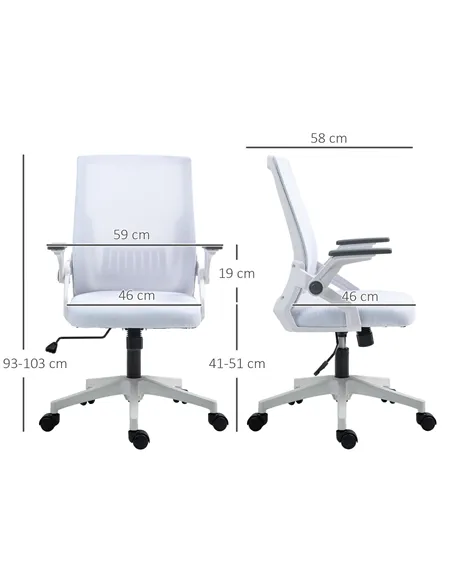 Vinsetto Office Chair, with Lumbar Support - White