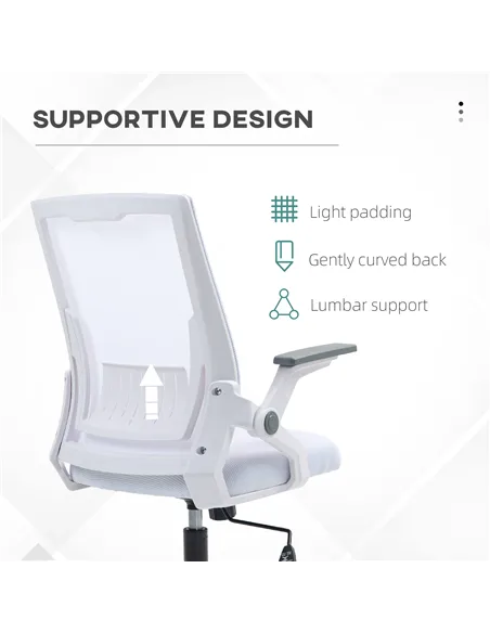 Vinsetto Office Chair, with Lumbar Support - White