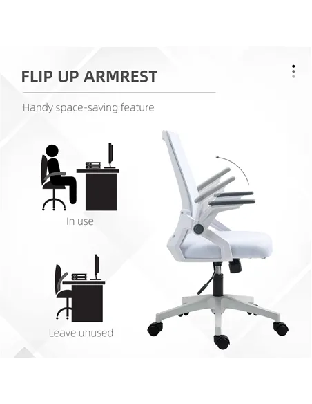 Vinsetto Office Chair, with Lumbar Support - White