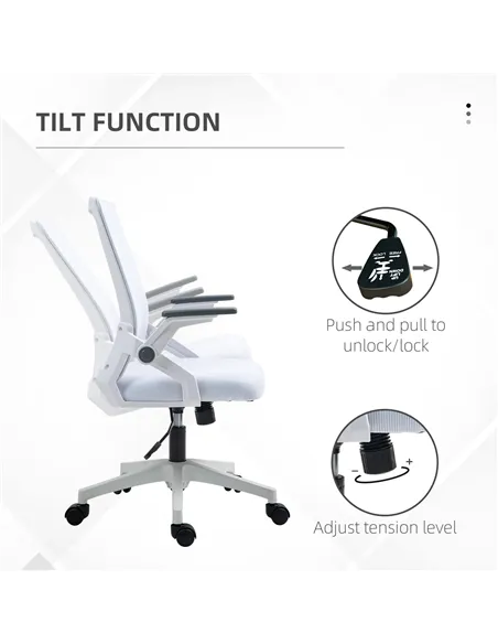 Vinsetto Office Chair, with Lumbar Support - White