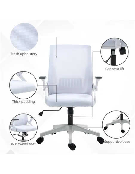 Vinsetto Office Chair, with Lumbar Support - White