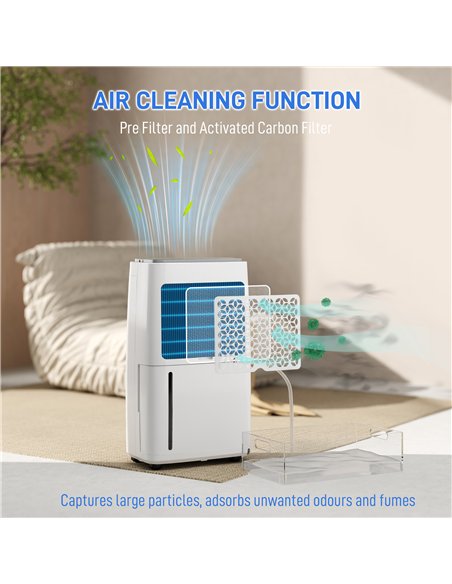 HOMCOM 16L Multi-Mode Dehumidifier, with Wheels - White