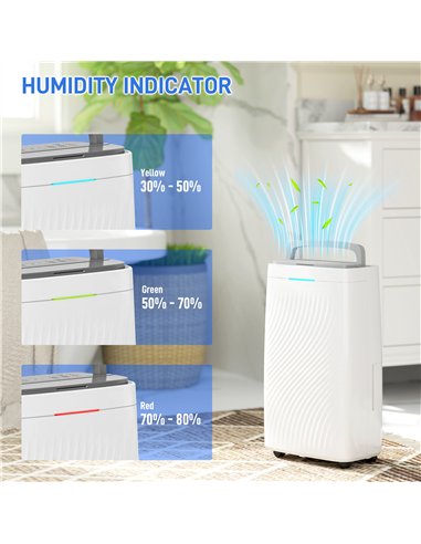 HOMCOM 16L Multi-Mode Dehumidifier, with Wheels - White