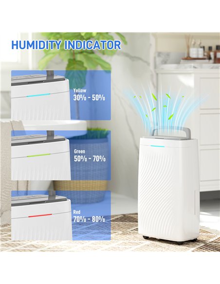 HOMCOM 16L Multi-Mode Dehumidifier, with Wheels - White