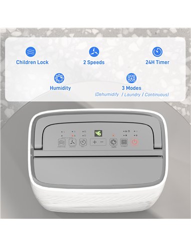HOMCOM 16L Multi-Mode Dehumidifier, with Wheels - White