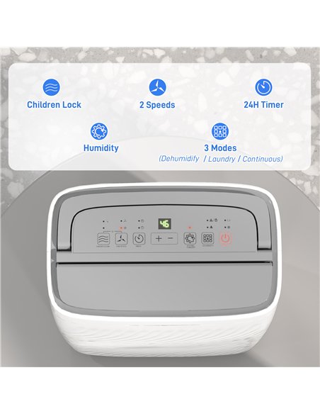 HOMCOM 16L Multi-Mode Dehumidifier, with Wheels - White