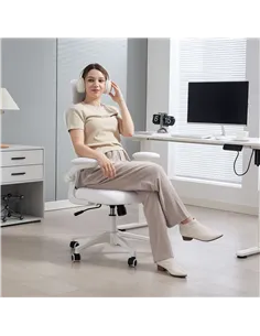 Vinsetto Multi-Adjustable Office Chair, with Lumbar Support, Headrest and Mesh Back - White 2