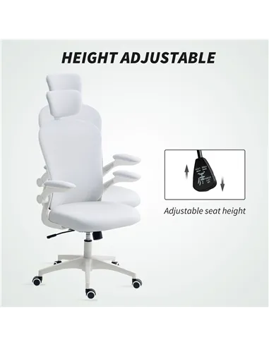Vinsetto Multi-Adjustable Office Chair, with Lumbar Support, Headrest and Mesh Back - White