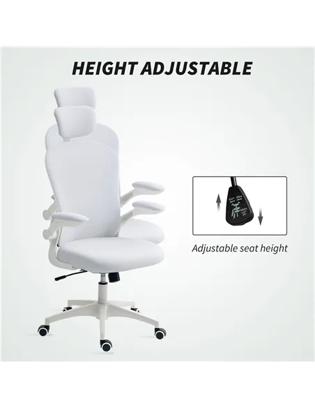 Vinsetto Multi-Adjustable Office Chair, with Lumbar Support, Headrest and Mesh Back - White