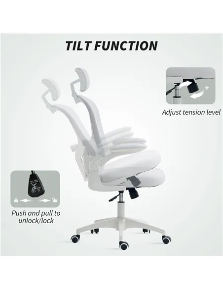 Vinsetto Multi-Adjustable Office Chair, with Lumbar Support, Headrest and Mesh Back - White