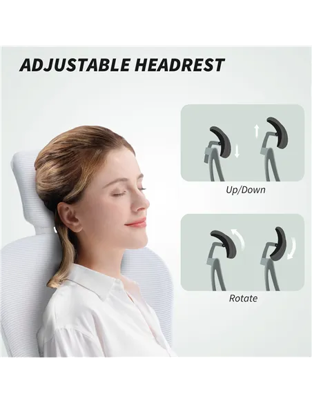 Vinsetto Multi-Adjustable Office Chair, with Lumbar Support, Headrest and Mesh Back - White