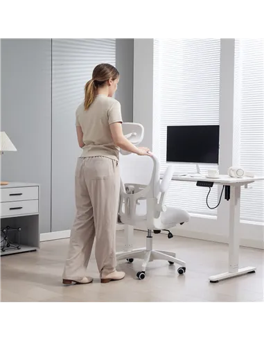 Vinsetto Multi-Adjustable Office Chair, with Lumbar Support, Headrest and Mesh Back - White