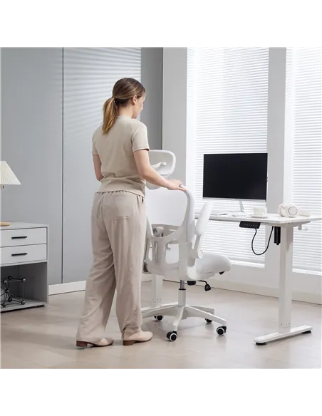 Vinsetto Multi-Adjustable Office Chair, with Lumbar Support, Headrest and Mesh Back - White