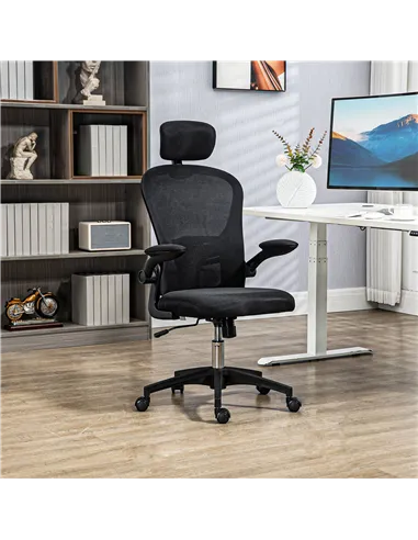 Vinsetto Multi-Adjustable Office Chair, with Lumbar Support, Headrest and Mesh Back - Black
