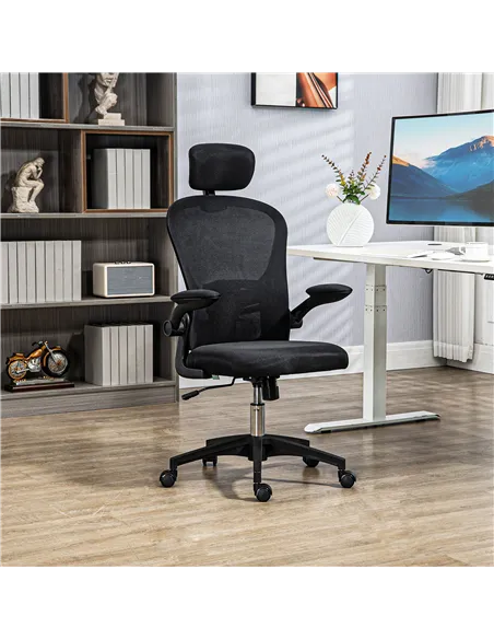 Vinsetto Multi-Adjustable Office Chair, with Lumbar Support, Headrest and Mesh Back - Black