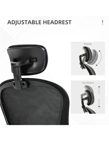 Vinsetto Multi-Adjustable Office Chair, with Lumbar Support, Headrest and Mesh Back - Black