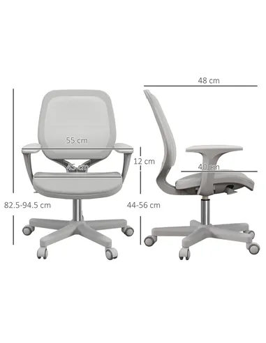 Vinsetto 44-56cm Mesh Back Office Chair - Grey