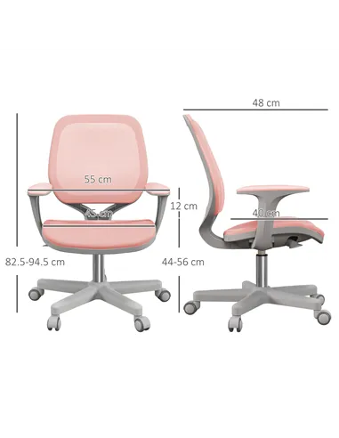 Vinsetto 44-56cm Mesh Back Office Chair - Pink