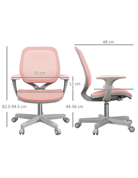 Vinsetto 44-56cm Mesh Back Office Chair - Pink