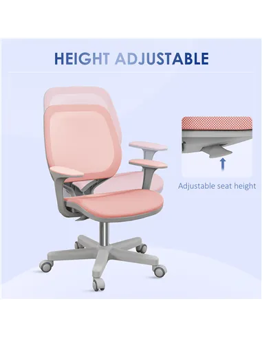 Vinsetto 44-56cm Mesh Back Office Chair - Pink