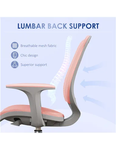 Vinsetto 44-56cm Mesh Back Office Chair - Pink