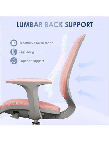 Vinsetto 44-56cm Mesh Back Office Chair - Pink