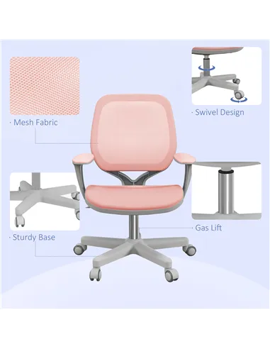 Vinsetto 44-56cm Mesh Back Office Chair - Pink