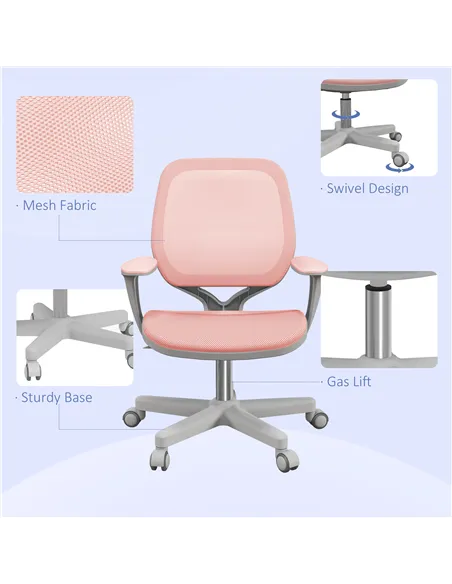 Vinsetto 44-56cm Mesh Back Office Chair - Pink