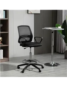 Vinsetto Ergonomic Mesh Back Draughtsman Chair, Tall Standing Desk Chair with Adjustable Height and Footrest 360° Swivel, Black 2