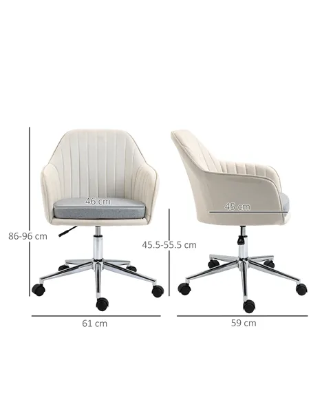 Vinsetto Home Office Chair Comfortable Computer Desk Chair Swivel Task Chair with Golden Base, Vanity Chair for Teens Adults Bed