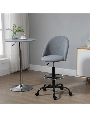 Vinsetto Ergonomic Drafting chair Adjustable Height w/ 5 Wheels Padded Seat Footrest 360° Swivel Freely Comfortable Versatile Us