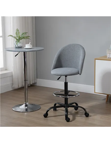 Vinsetto Ergonomic Drafting chair Adjustable Height w/ 5 Wheels Padded Seat Footrest 360° Swivel Freely Comfortable Versatile Us