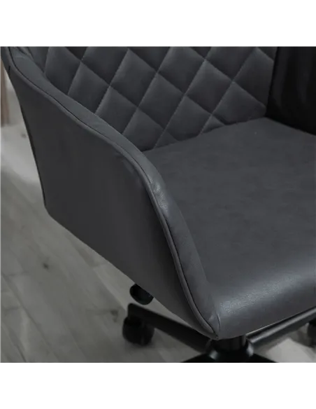 Vinsetto Office Desk Chair, Leather-Feel Fabric Computer Swivel Chair with Rolling Wheels and Adjustable Height for Home, Grey