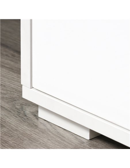 HOMCOM High Gloss TV Stand Storage Cabinet with 2 Shelves for Living Room Home Furniture White