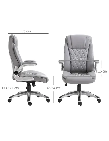 Vinsetto Faux Leather Executive Swivel Office Chair - Grey