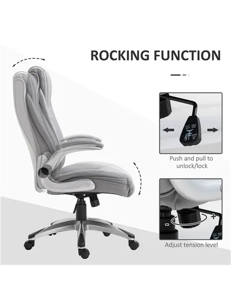 Vinsetto Faux Leather Executive Swivel Office Chair - Grey