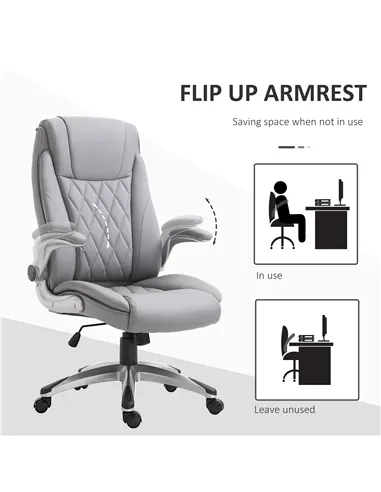Vinsetto Faux Leather Executive Swivel Office Chair - Grey