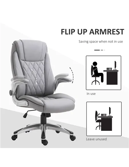 Vinsetto Faux Leather Executive Swivel Office Chair - Grey