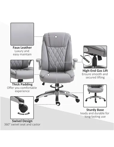 Vinsetto Faux Leather Executive Swivel Office Chair - Grey