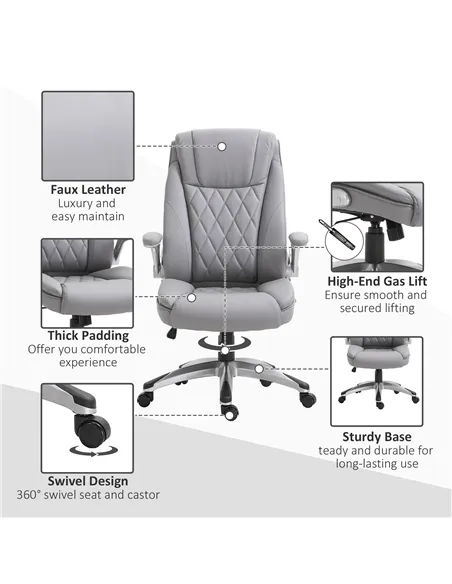 Vinsetto Faux Leather Executive Swivel Office Chair - Grey
