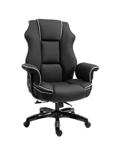Vinsetto Faux Leather Executive Office Chair, with Contrast Piping - Black/White