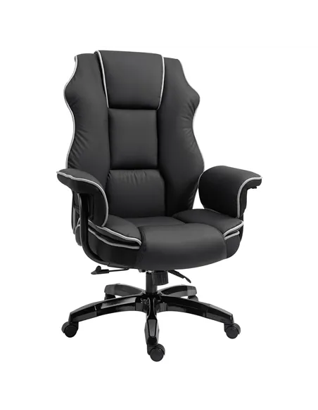 Vinsetto Faux Leather Executive Office Chair, with Contrast Piping - Black/White