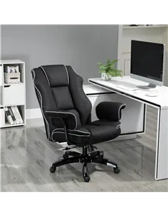 Vinsetto Faux Leather Executive Office Chair, with Contrast Piping - Black/White 2