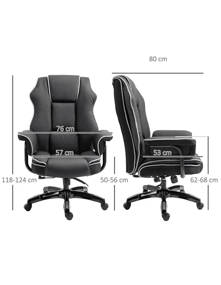 Vinsetto Faux Leather Executive Office Chair, with Contrast Piping - Black/White