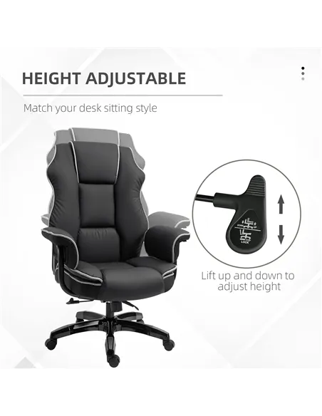 Vinsetto Faux Leather Executive Office Chair, with Contrast Piping - Black/White